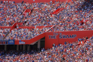 Fans of the Florida Gators fill the stands during the game against the Mississippi Rebels at Ben Hill Griffin Stadium