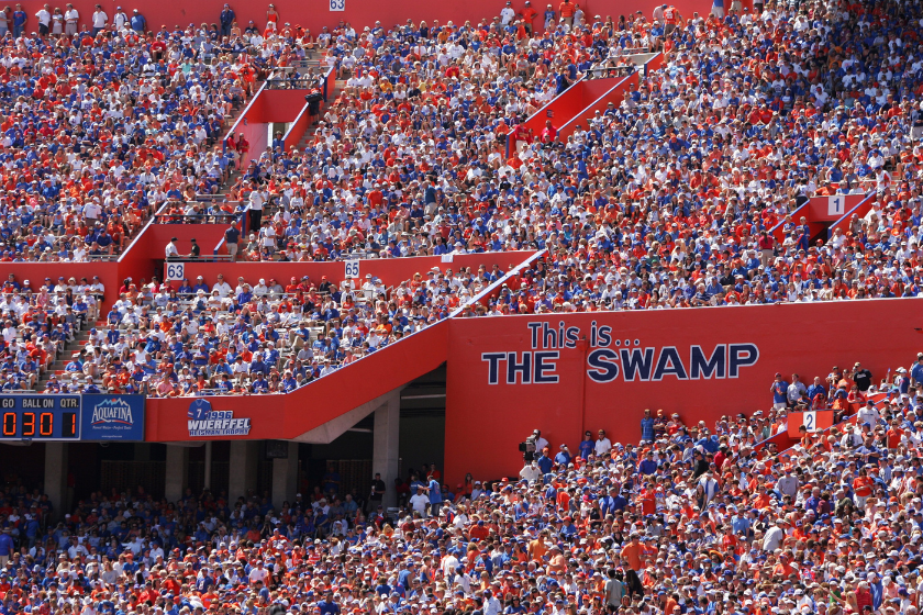Fans of the Florida Gators fill the stands during the game against the Mississippi Rebels at Ben Hill Griffin Stadium