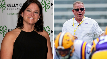 Paqui Kelly attends the 2014 Kelly Cares Foundation's Irish Eyes Gala, LSU Tigers head coach Brian Kelly during the LSU Spring Game