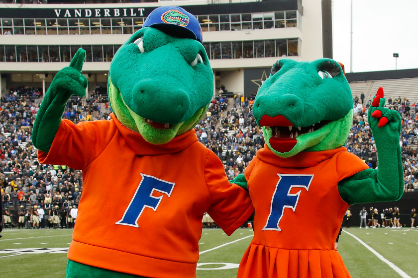 Albert and Alberta Alligator cheer on the Florida Gator football team.