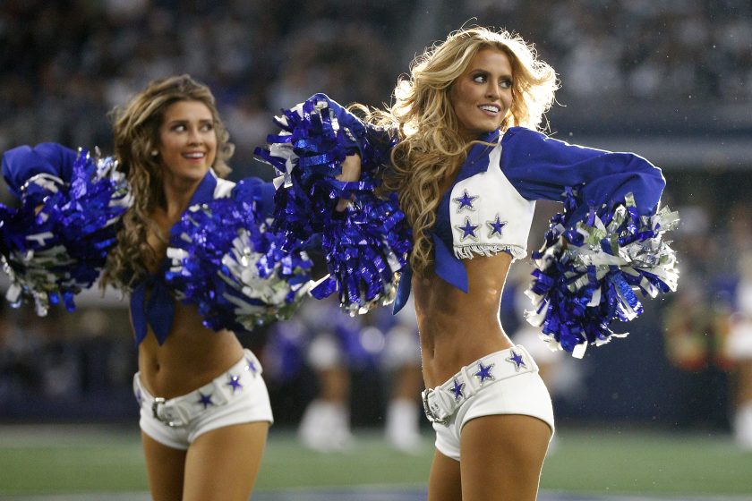Dallas Cowboys cheerleaders perform during a game against the Arizona Cardinals in 2022.
