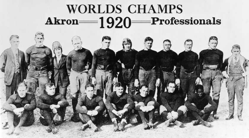 Portrait of the Akron Professionals, the first NFL champions, 1920..