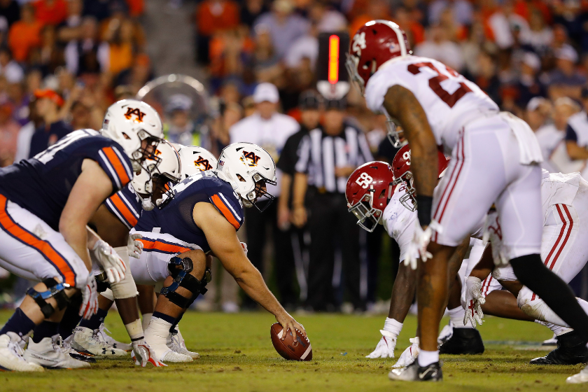 Auburn and Alabama squaring off in the Iron Bowl in 2019.