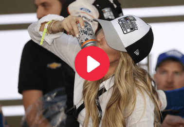 Kyle Larson's Wife Katelyn Shotgunned a Beer in Victory Lane After His 2021 Title Win