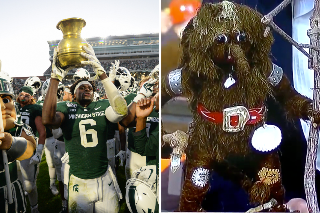 the most bizarre college football rivalry trophies include a spittoon and a troll.