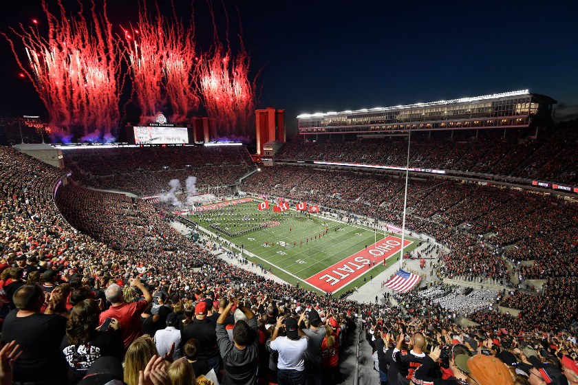 An overall general view of Ohio Stadium before a game between the Ohio State Buckeyes and the Michigan State Spartans