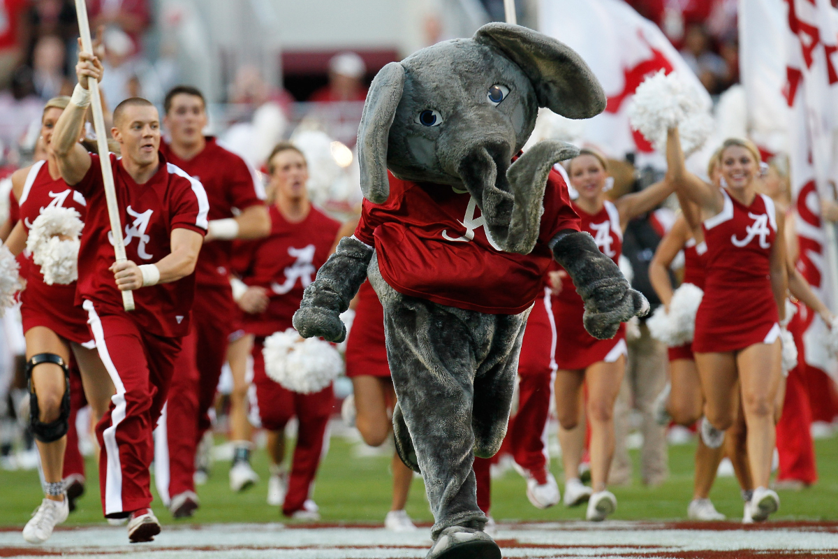 Big Al, Alabama's Mascot, enters the field during an Alabama football game.