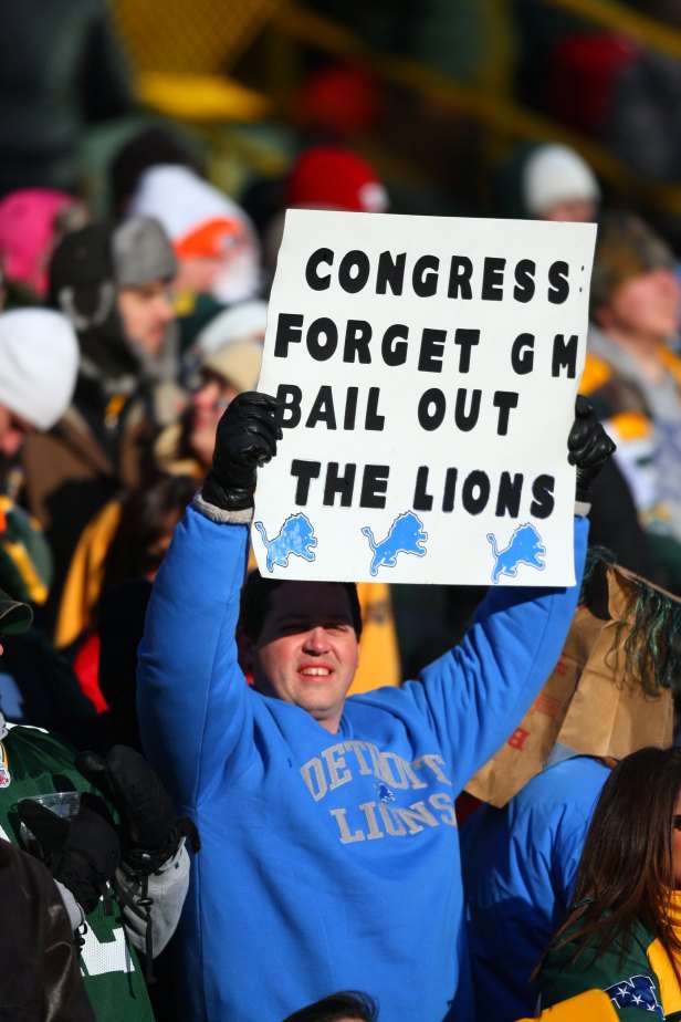 Lions Fan Holds Up Sign in 2008