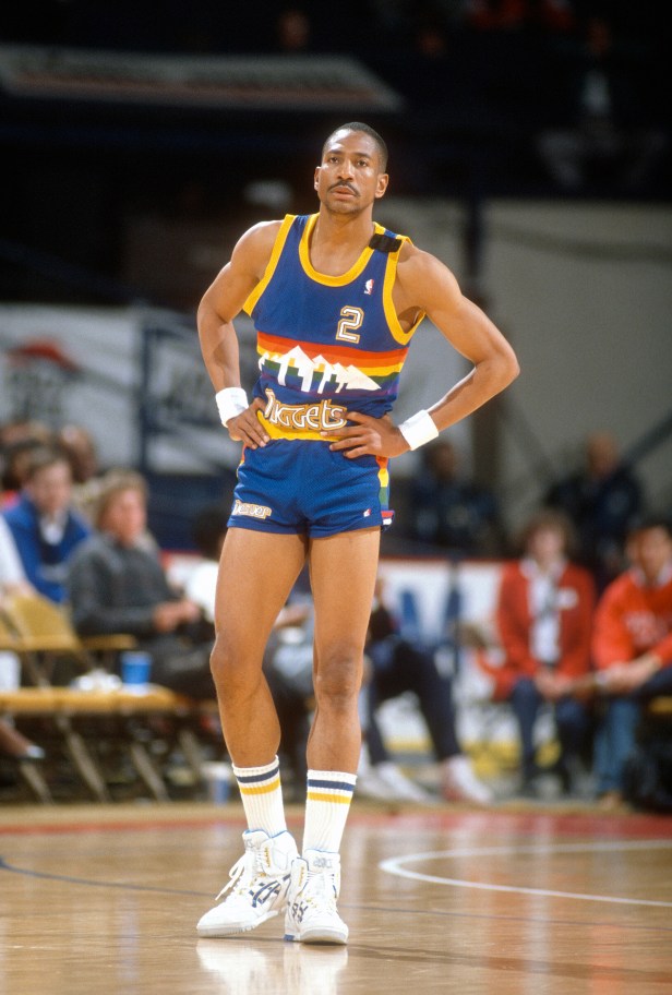 Denver Nuggets guard Alex English during a break in the action.