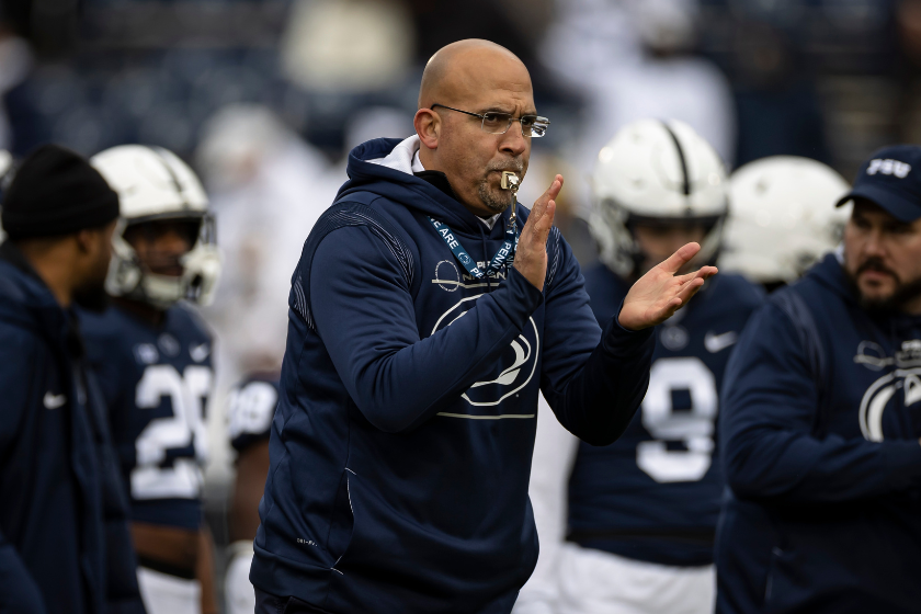 James Franklin gets his team ready before a game against Michigan.