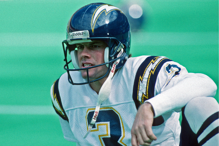 Kicker John Carney #3 of the San Diego Chargers looks on from the field before a game against the Pittsburgh Steelers at Three Rivers Stadium