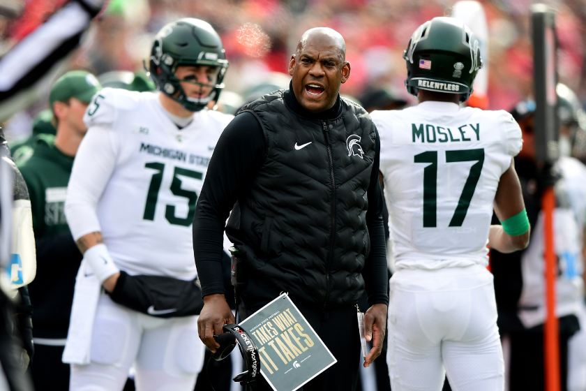 Mel Tucker coaching a game against Ohio State.