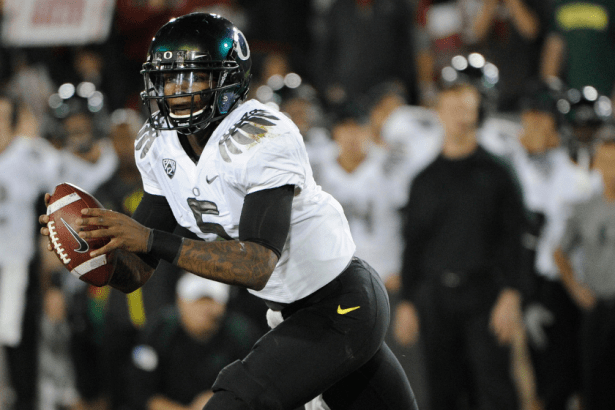 Oregon's Darron Thomas Scrambles against Stanford in 2011.