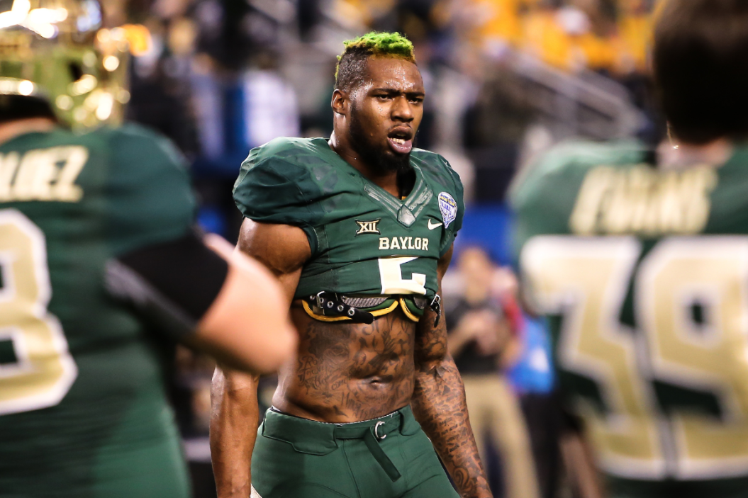 Shawn Oakman #2 of the Baylor Bears before a game against the Michigan State Spartans