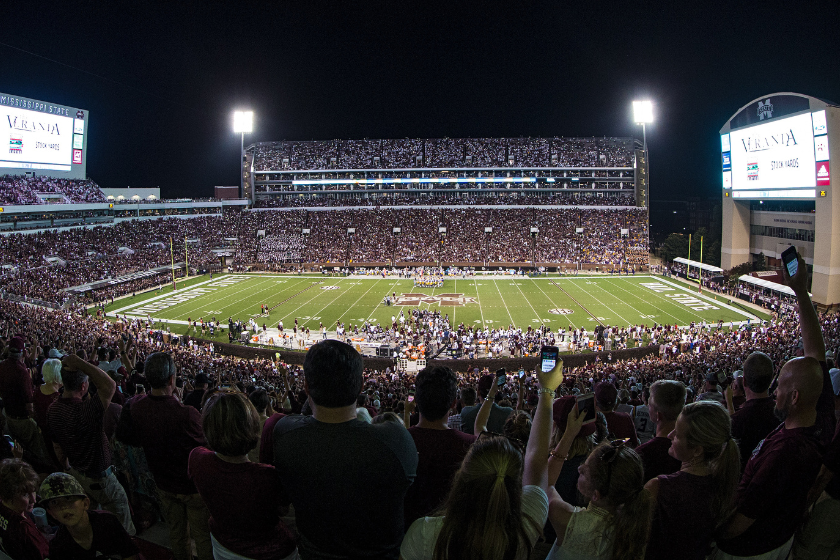 Davis Wade Stadium before the start of the fourth quarter of a football game between the Mississippi State Bulldogs and the LSU Tigers