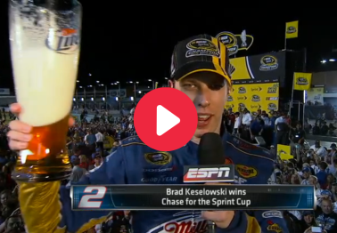Brad Keselowski Drank a Huge Beer and Got Wasted on Live TV After Winning the 2012 Cup Title