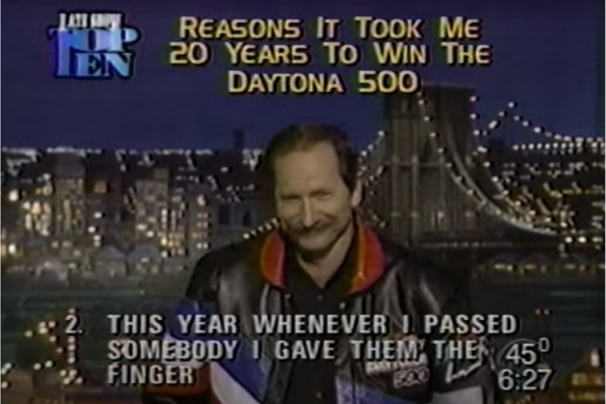 dale earnhardt on late show with david letterman after winning 1998 daytona 500