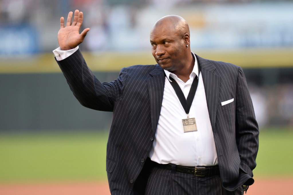 Bo Jackson waves to the crowd at a Chicago White Sox game.