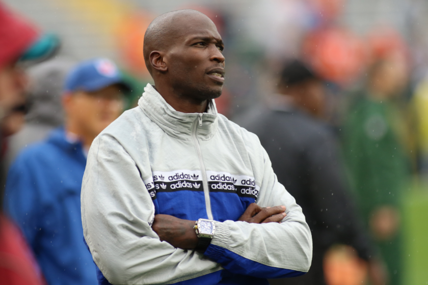 Chad Johnson on Sideline of Packers-Broncos Game in 2019