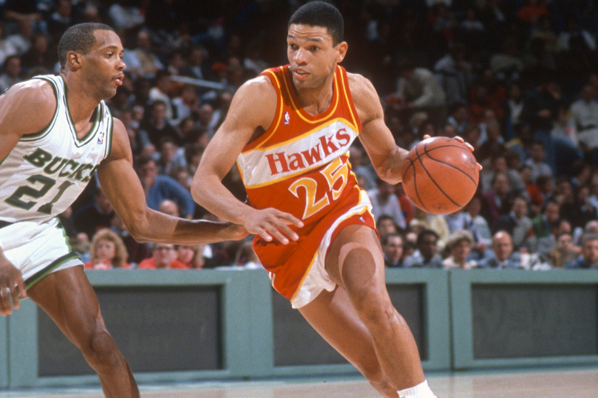 Doc Rivers attacks the rim against the Milwaukee Bucks.