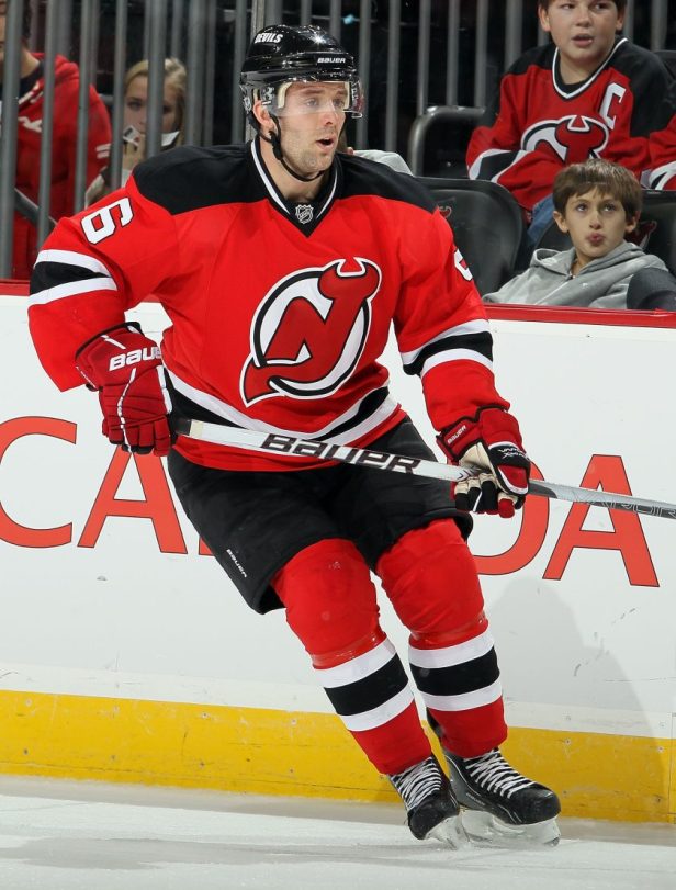 A New Jersey Devils player skates during a game.