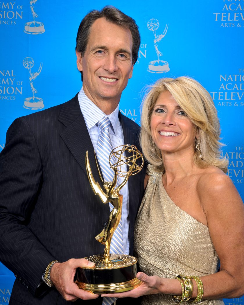 Cris Collinsworth and Holly Collinsworth attend the 32nd annual Sport Emmy Awards at Frederick P. Rose Hall, Jazz at Lincoln Center on May 2, 2011.