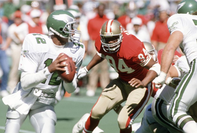 Charles Haley rushes the quarterback in 1989.
