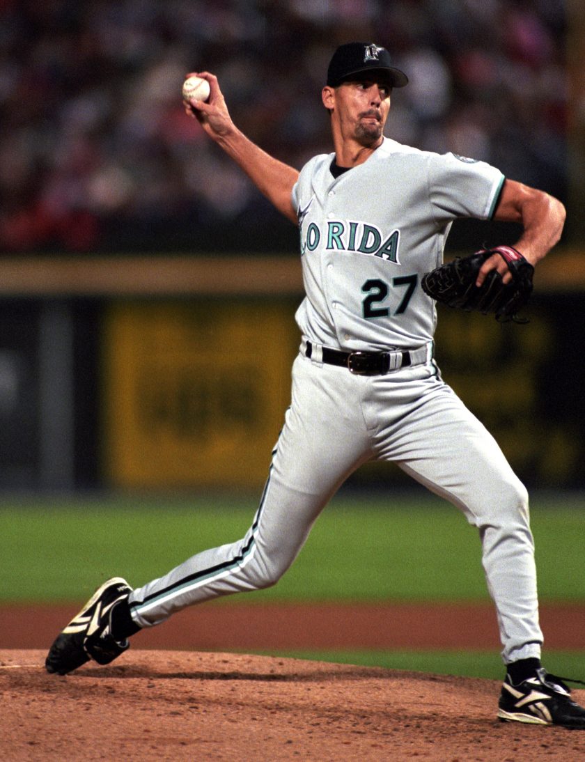 Kevin Brown pitches for the Florida Marlins.
