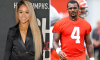 Jilly Anais attends the premiere of Fathom Events' "Chris Brown: Welcome To My Life", Deshaun Watson #4 of the Cleveland Browns looks on during the Cleveland Browns offseason workout