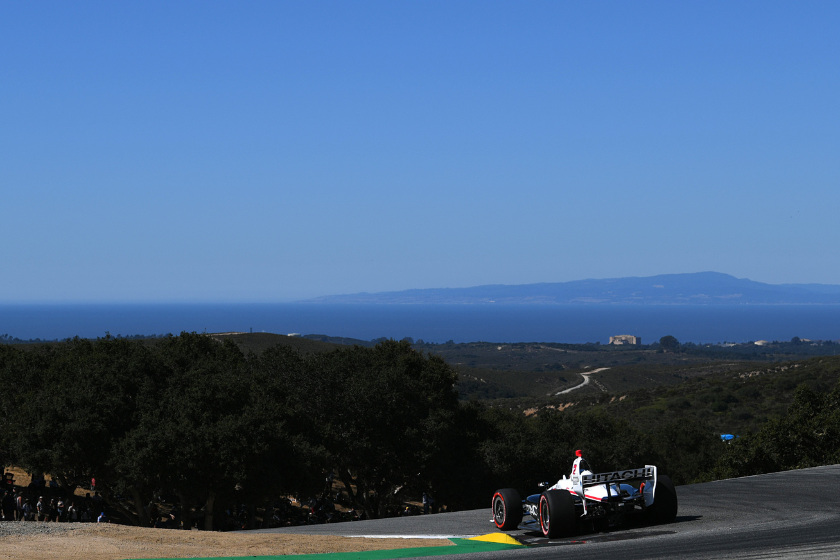 Josef Newgarden qualifies for the NTT IndyCar Series Firestone Grand Prix of Monterey at WeatherTech Raceway Laguna Seca on September 21, 2019 in Monterey, California