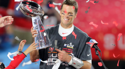 Tom Brady celebrates after winning Super Bowl LV