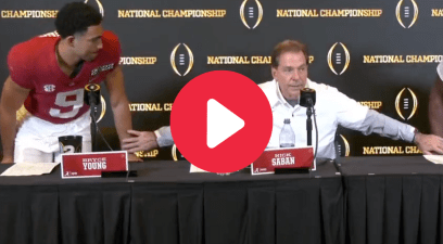 Nick Saban during his postgame press conference after the 2022 National Championship game.