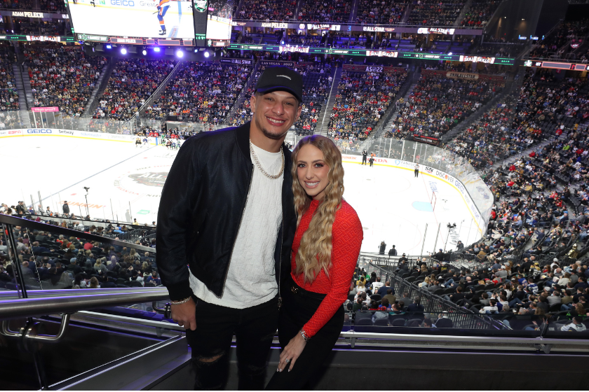 Patrick & Brittany Mahomes attend the 2022 NHL All-Star Game in Las Vegas.