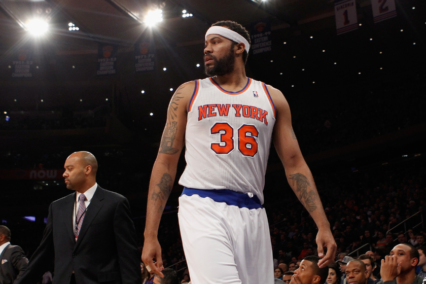 Rasheed Wallace walks to the bench during a New York Knicks game.