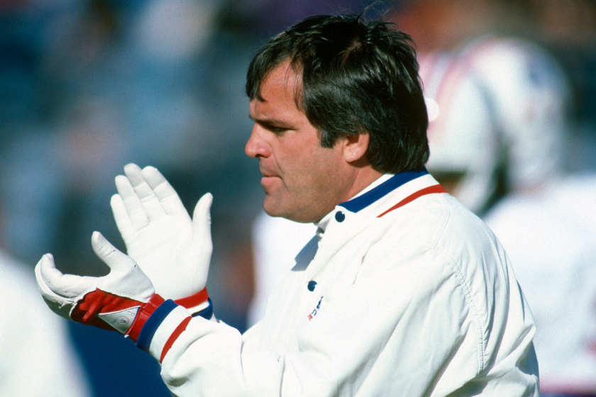 Head Coach Ron Meyer of the New England Patriots looks on during pregame warmups prior to the start of an NFL football game circa 1982