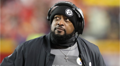Pittsburgh Steelers head coach Mike Tomlin looks up from the sidelines against the Kansas City Chiefs.