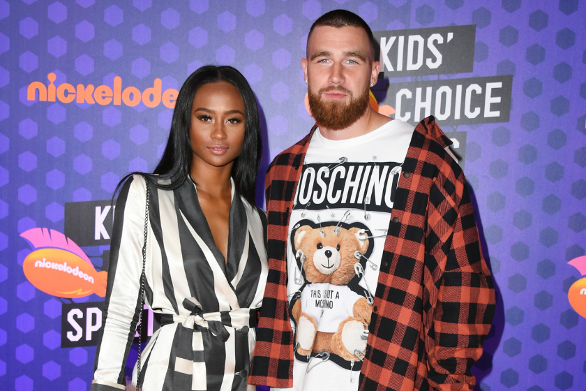 : TV personality Kayla Nicole (L) and NFL player Travis Kelce attend the Nickelodeon Kids' Choice Sports 2018