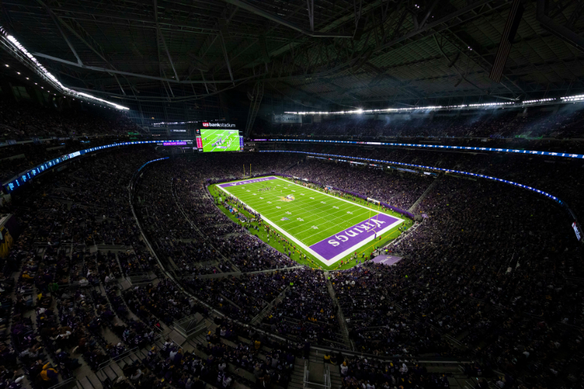 Fans at U.S. Bank Stadium look on as the Minnesota Vikings face the Washington Redskins in 2019.