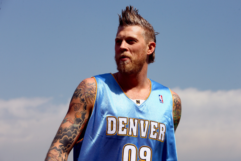 NBA player Chris Andersen of the Denver Nuggets attends training camp at China Agricultural University 