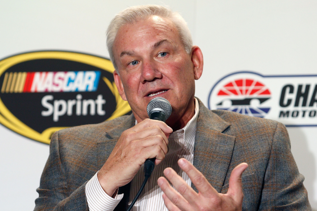 Dale Jarrett talks during the NASCAR Sprint Media Tour at the Charlotte Convention Center on January 27, 2015 in Charlotte, North Carolina
