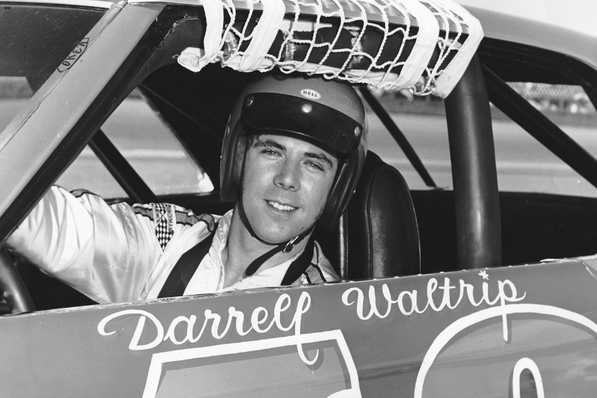 Darrell Waltrip sits behind wheel of stock car in 1973