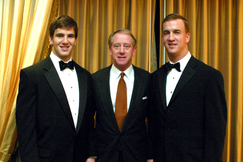 Eli, Archie and Peyton Manning before the Maxwell Club Football Awards Banquet. 