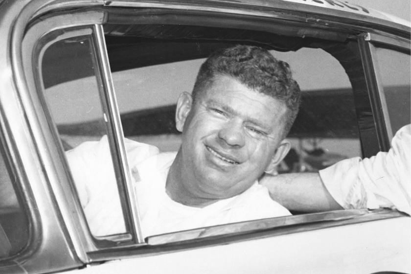 Joe Weatherly behind the wheel of his stock car in 1962