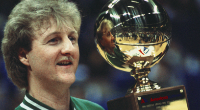 Larry Bird with the e-Point Champion Trophy