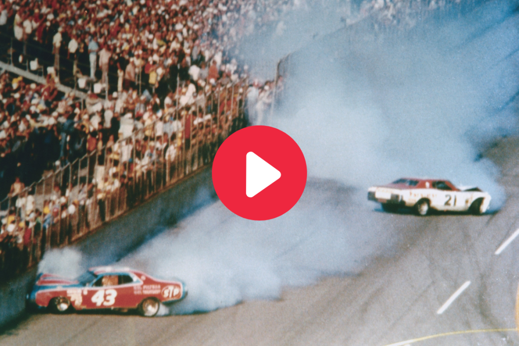Richard Petty and David Pearson crash during the 1976 Daytona 500 on February 15