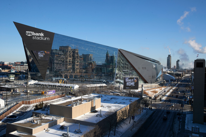 An outside view of U.S. Bank Stadium, home of the Minnesota Vikings, in downtown Minneapolis.