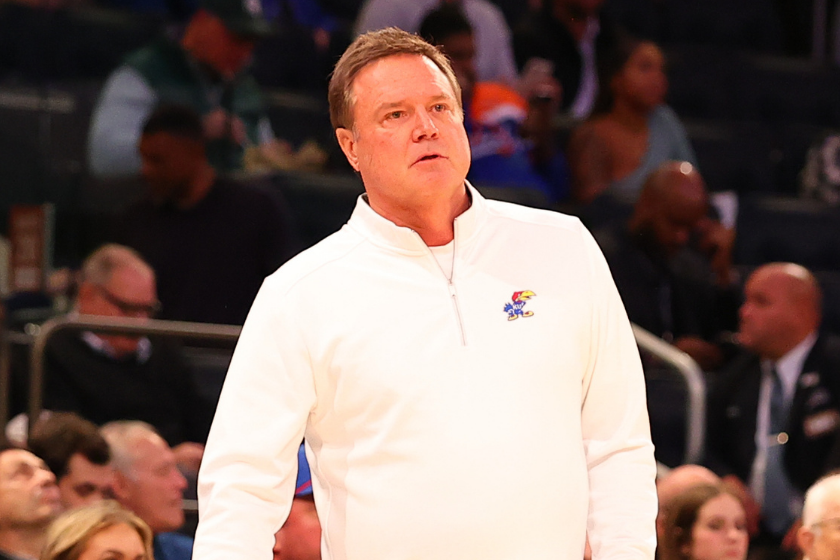 Kansas coach Bill Self looks on in the Champions Classic against Michigan State.
