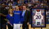 Bill Self and his wife Cindy celebrating KU senior night with their son Tyler.