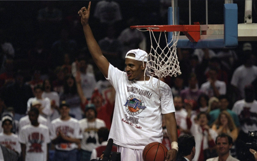 Corliss Williamson celebrates going to the 1995 Final Four.