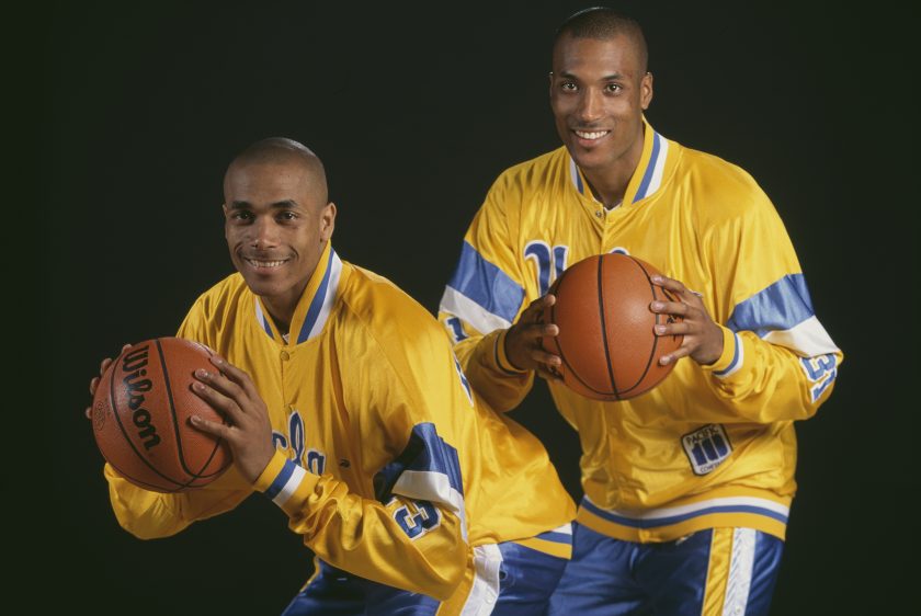 Ed and Charles O'Bannon pose for a UCLA photo in 1995.